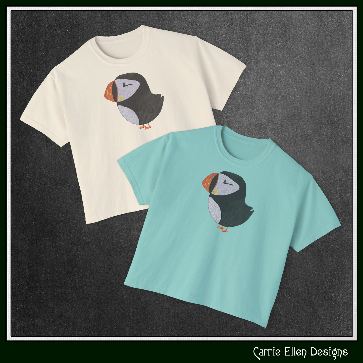 Puffin Bird Standing Machine Embroidery Design – Seabird Wildlife Pattern, 6 Sizes (3632)