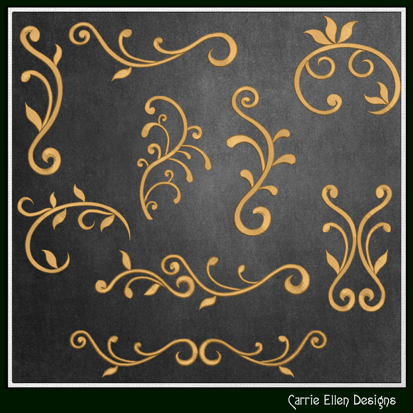 Vine Design Elements Machine Embroidery Design Bundle – 9 Individual Patterns, 6 Sizes Each (3646)