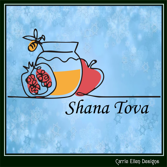 Rosh Hashana Shana Tova Honey and Apples Vector SVG | Jewish New Year Printable Art | Digital Download