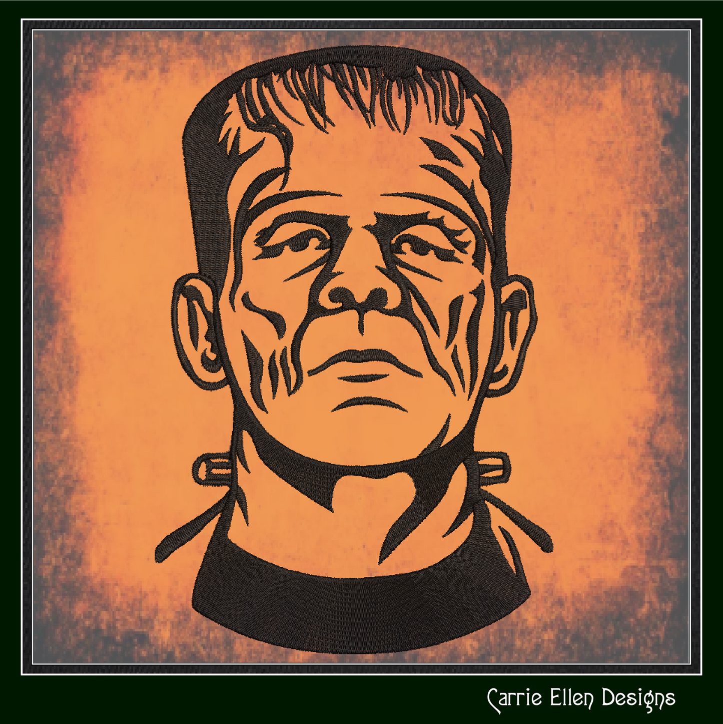 Frankenstein’s Monster Machine Embroidery Profile Design | Classic Horror Halloween Pattern, 6 Sizes (3655)