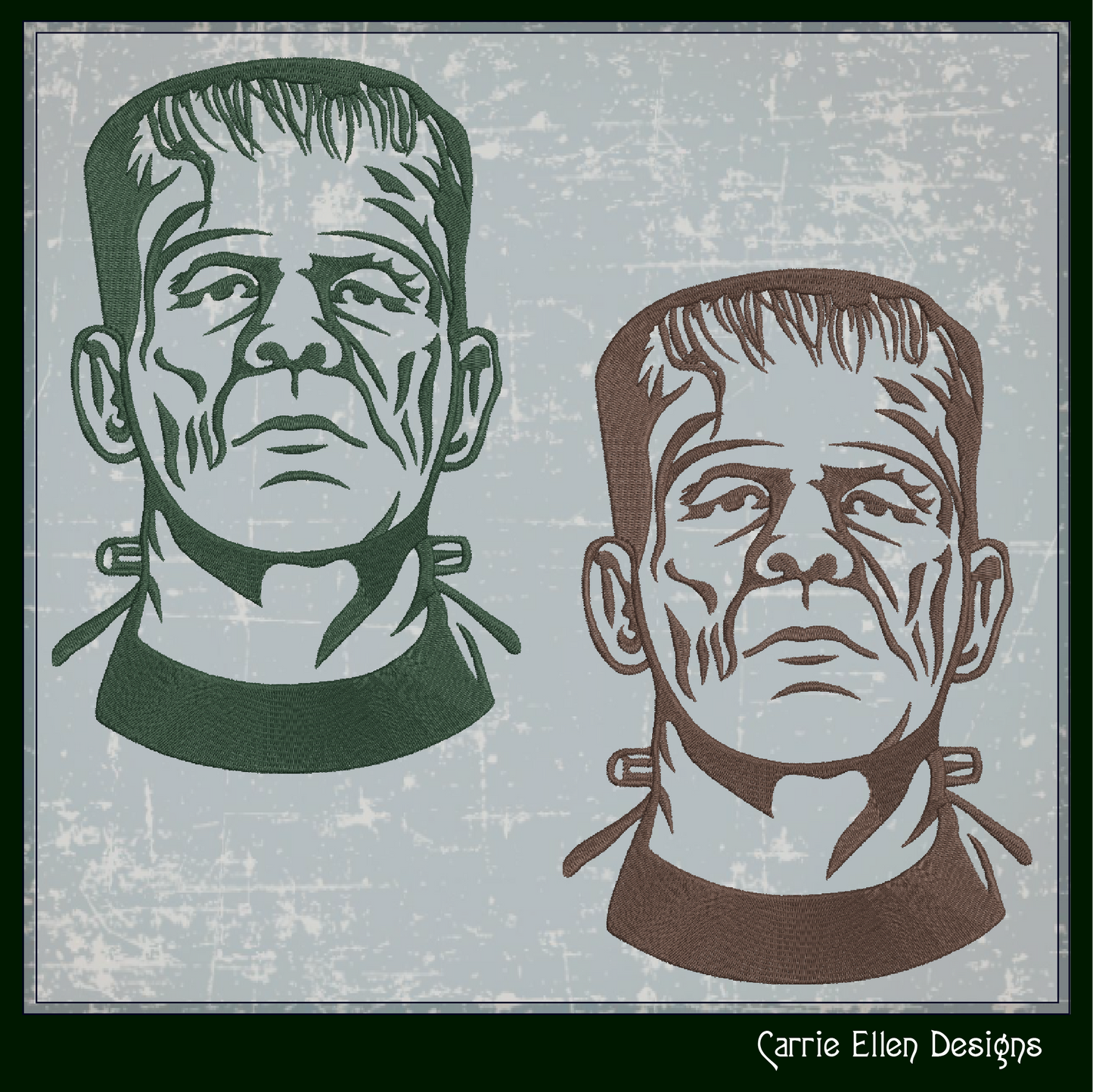 Frankenstein’s Monster Machine Embroidery Profile Design | Classic Horror Halloween Pattern, 6 Sizes (3655)