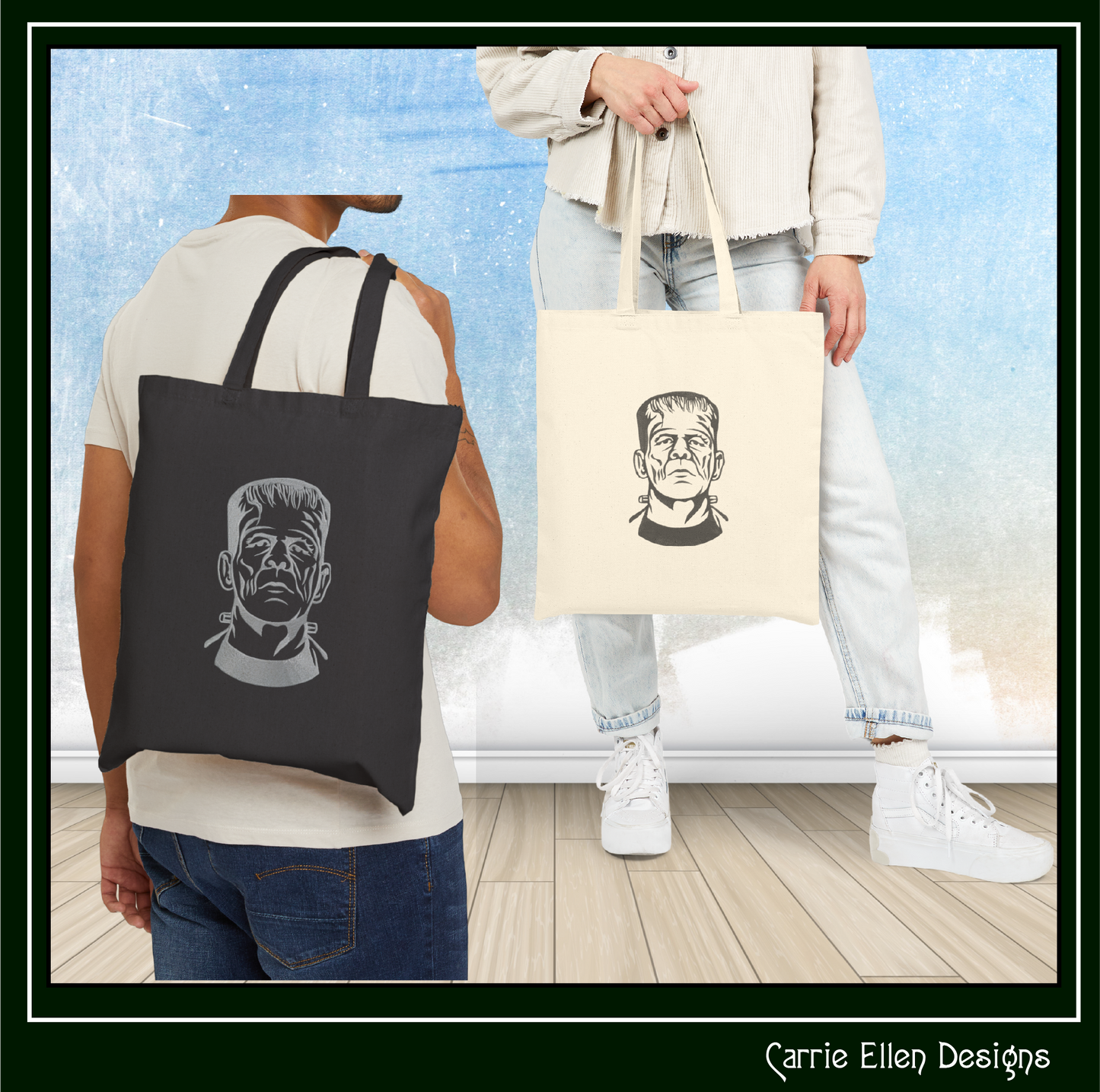Frankenstein’s Monster Machine Embroidery Profile Design | Classic Horror Halloween Pattern, 6 Sizes (3655)