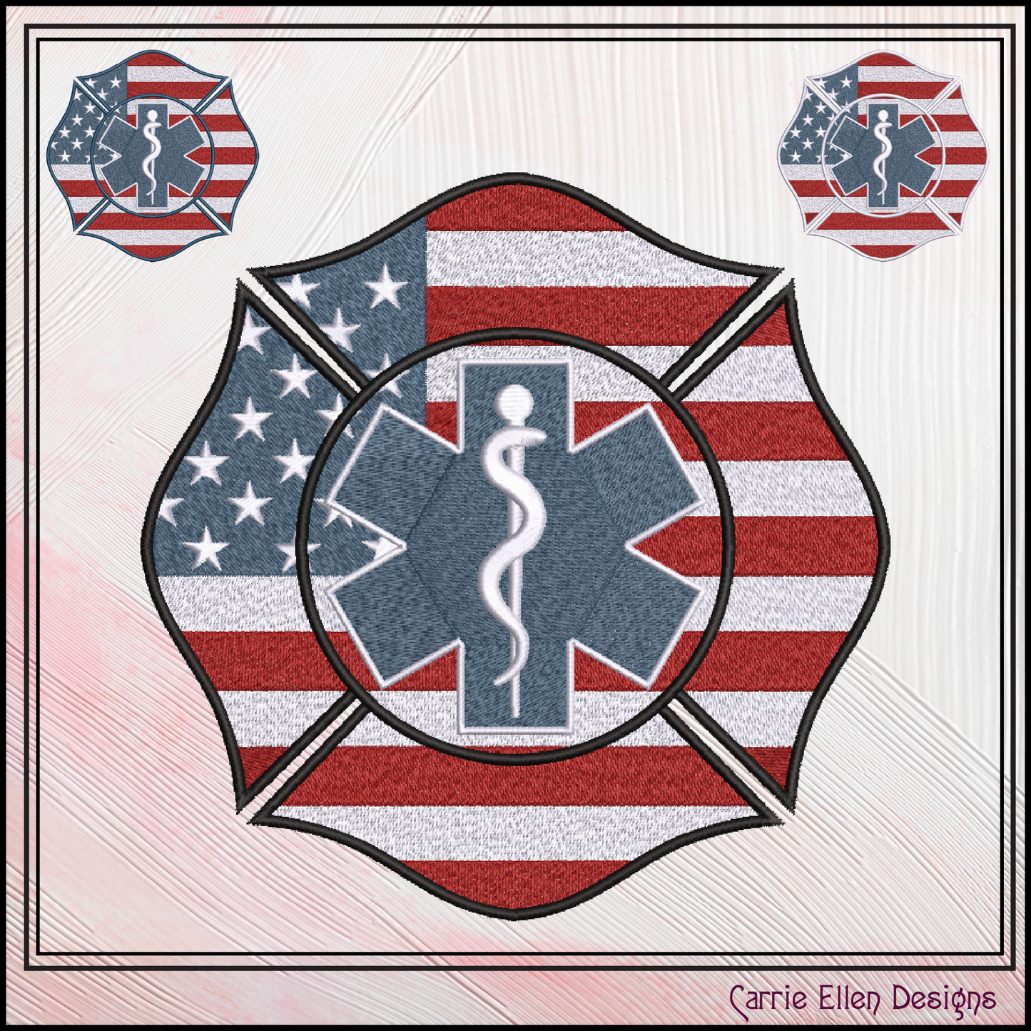 EMS Firefighter Emblem Machine Embroidery Design | Emergency Medical Services Maltese Cross Pattern, 6 Sizes (3658)