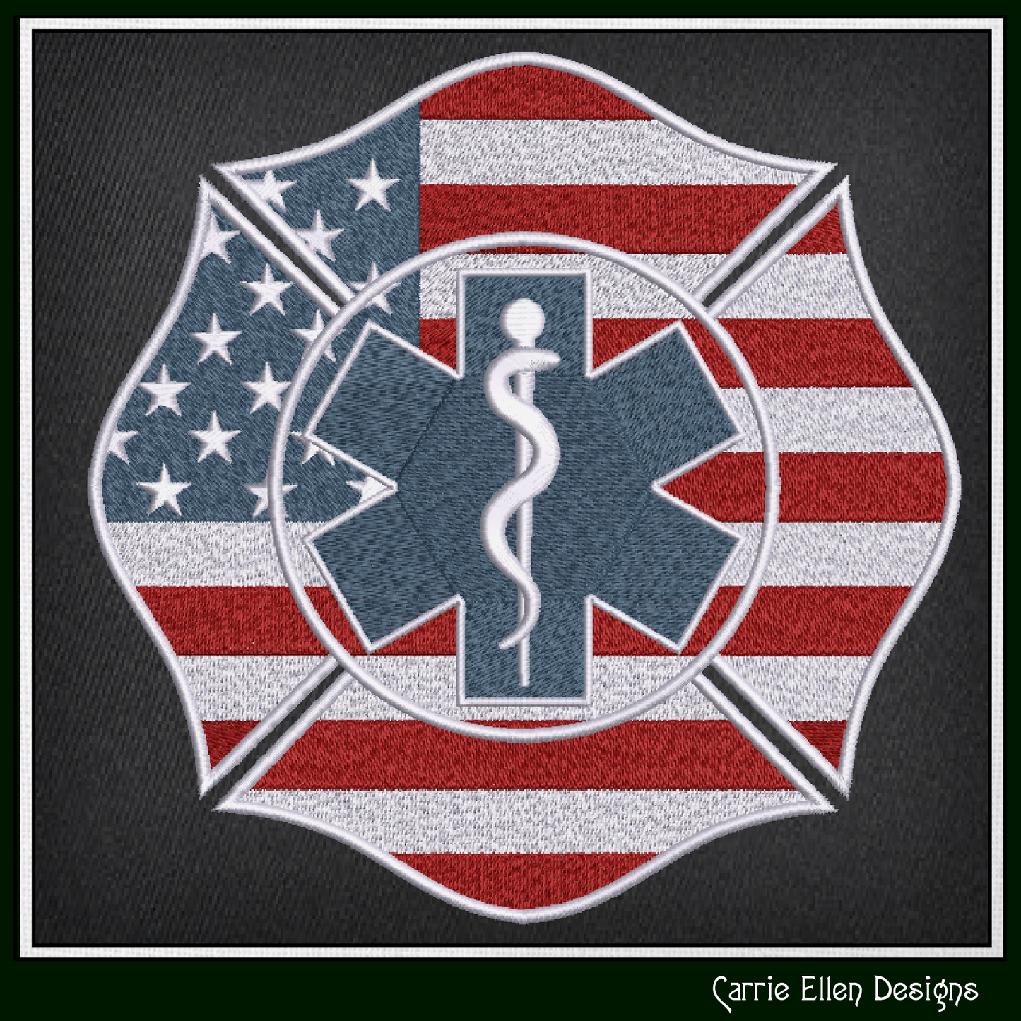 EMS Firefighter Emblem Machine Embroidery Design | Emergency Medical Services Maltese Cross Pattern, 6 Sizes (3658)