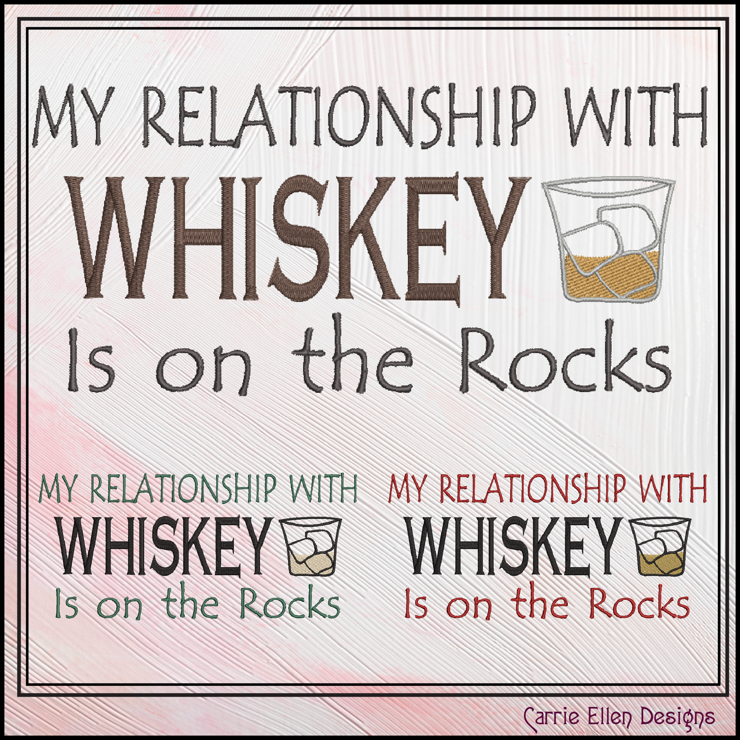 Whiskey Machine Embroidery Design Sayings | Funny Alcohol Quote Patterns, 6 Sizes (3674)