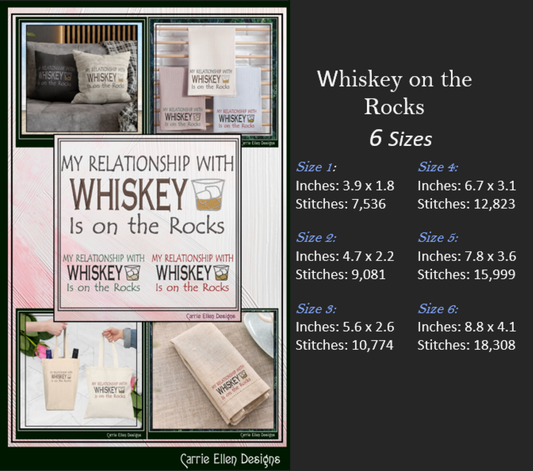 Whiskey Machine Embroidery Design Sayings | Funny Alcohol Quote Patterns, 6 Sizes (3674)