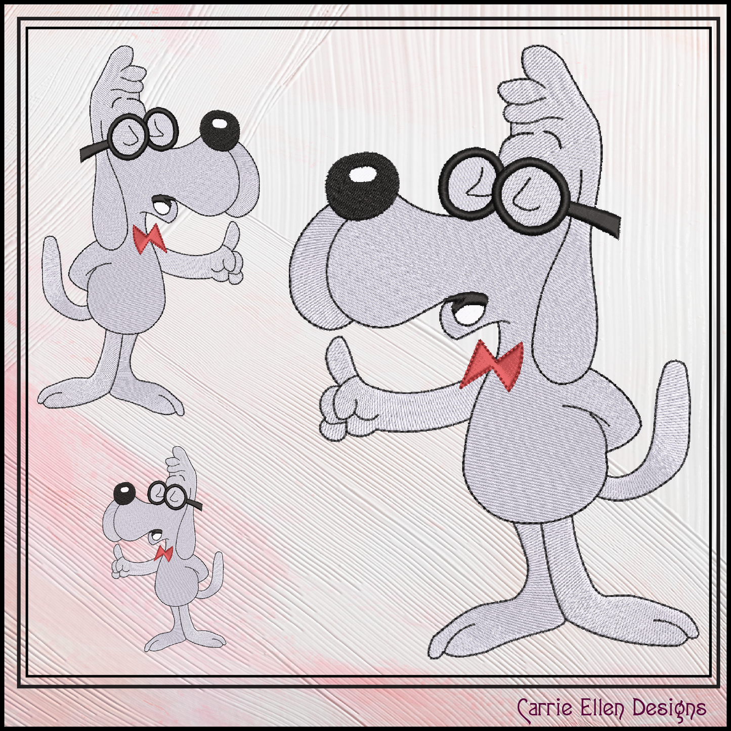 Cartoon Dog Machine Embroidery Design | Mr. Peabody Inspired Character Pattern, 6 Sizes (3675)