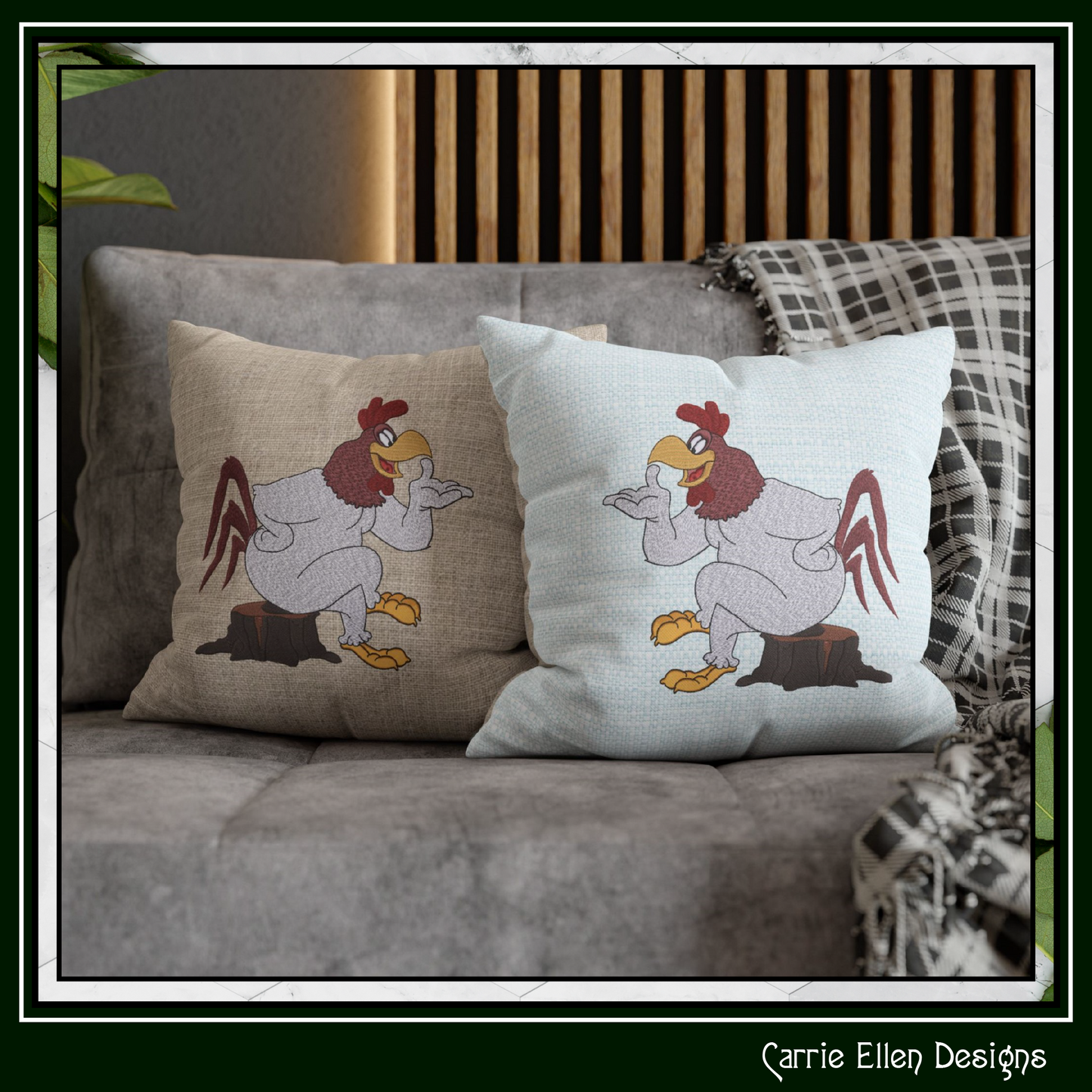 Cartoon Rooster Sitting on a Stump Machine Embroidery Design | Foghorn Leghorn Inspired, 6 Sizes (3676)