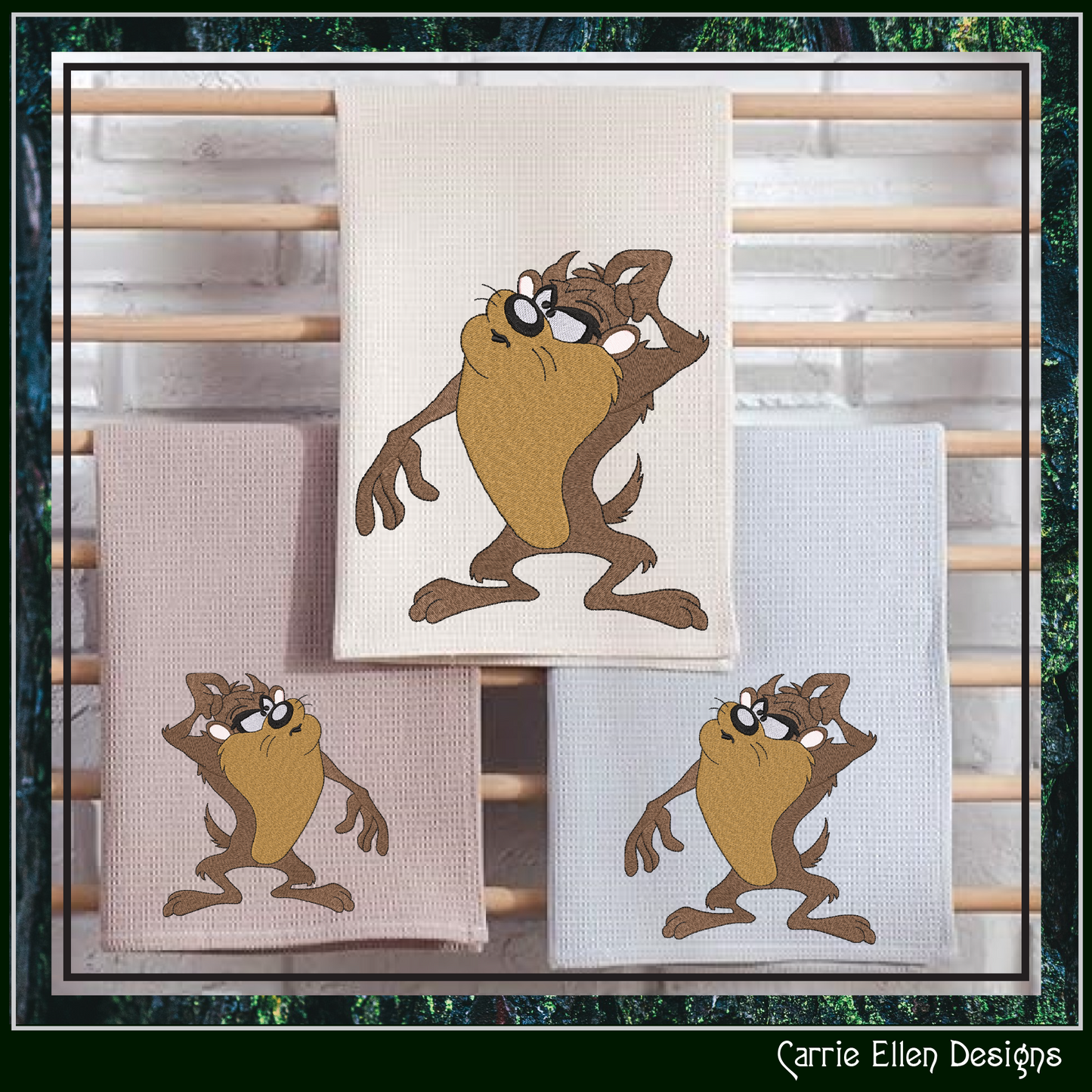 Tasmanian Devil Confused Cartoon Character – Fandom Machine Embroidery Design, 6 Sizes (3685)