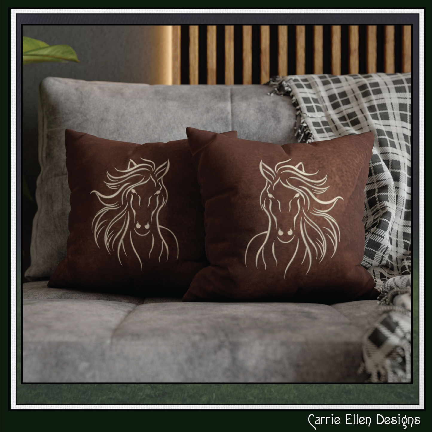 Artistic Equestrian Horse Profile – Machine Embroidery Design, 6 Sizes (3686)