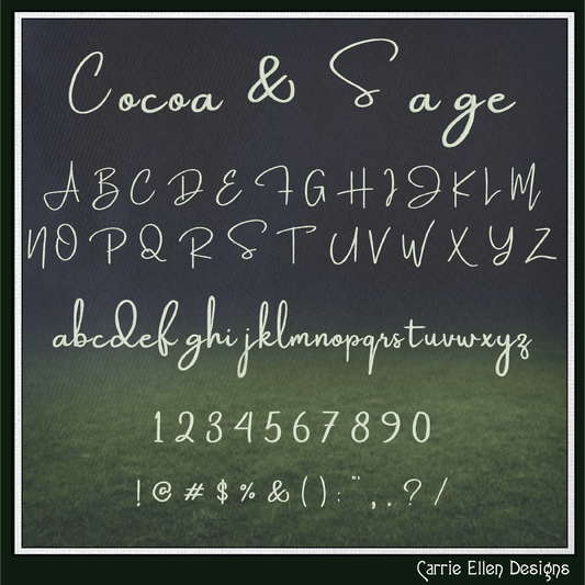 Cocoa and Sage BX Fonts and Lettering Stitch Files, Handwritten Script Alphabet Machine Embroidery (3739)
