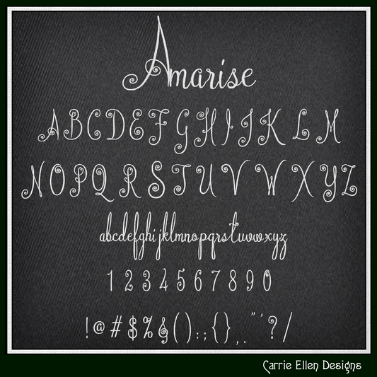 Amarise Handwritten Script BX Fonts and Lettering Stitch Files, Alphabet Machine Embroidery (3785)