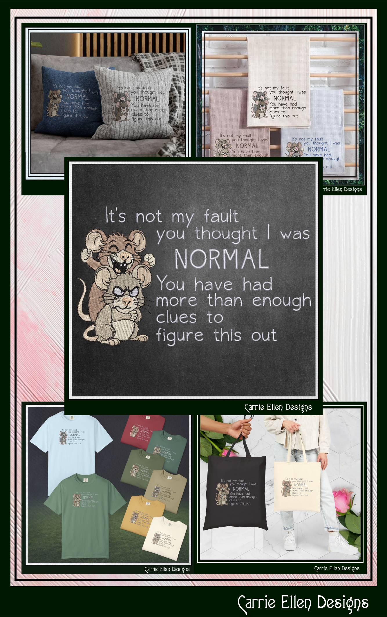 It’s Not My Fault You Thought I Was Normal Machine Embroidery Design, Sarcastic Humor Saying, 6 Sizes (3851)