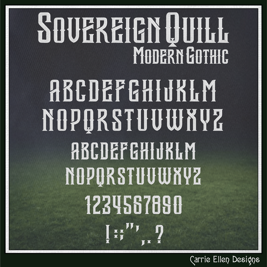 Sovereign Quill BX Font and Lettering Stitch Files, Modern Gothic Style Alphabet Machine Embroidery (3864)
