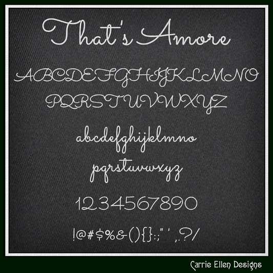 That’s Amore BX Font & Lettering Stitch Files | Handwritten Script Alphabet Machine Embroidery Font (3981)