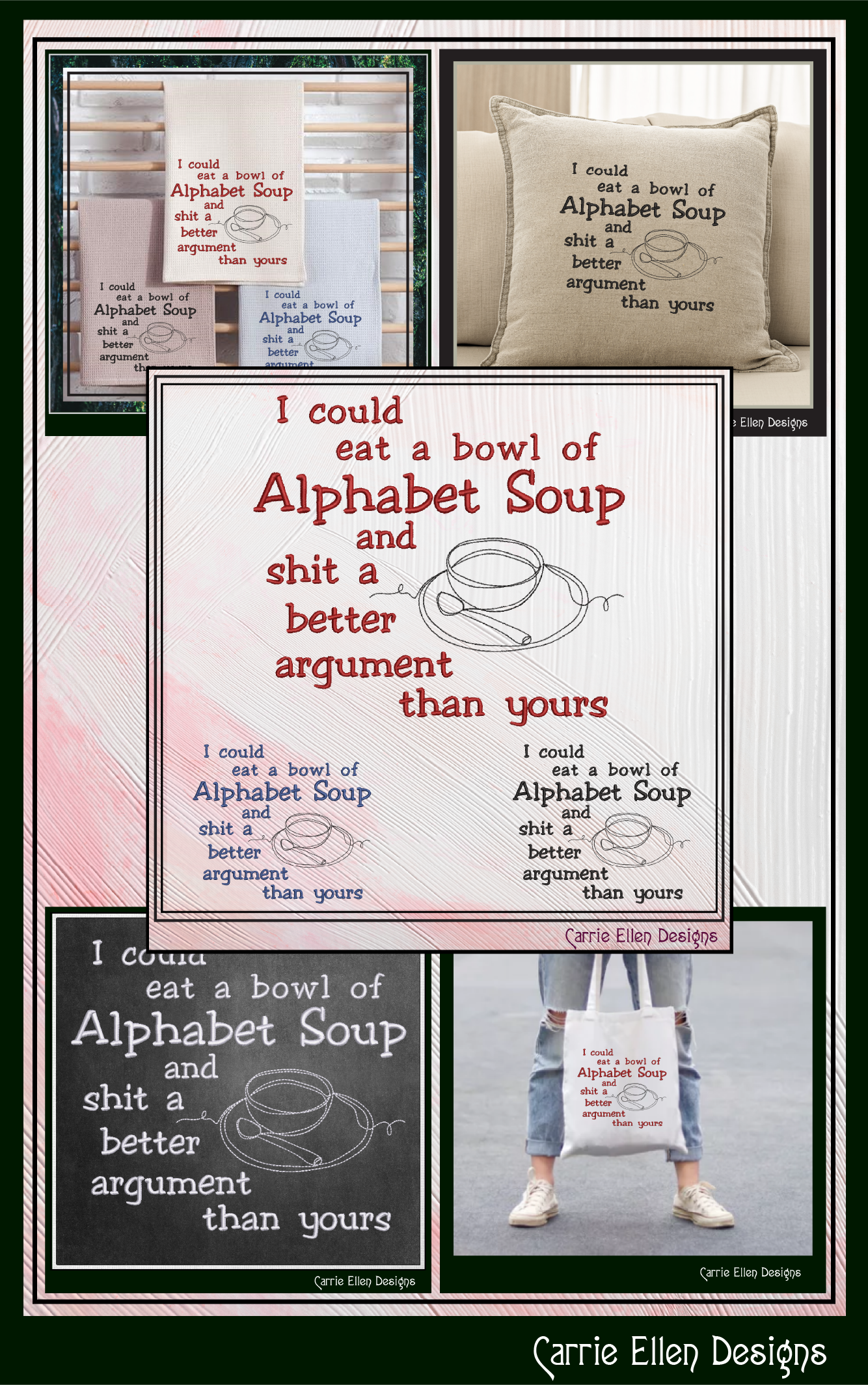 Alphabet Soup Argument Machine Embroidery Design | Sarcastic Adult Humor Quote, 6 Sizes (3987)