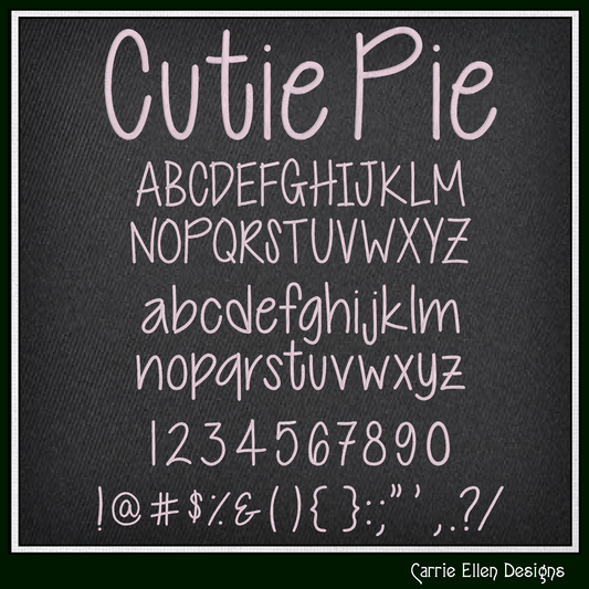 Cutie Pie Handwritten BX Font & Lettering Stitch Files |Native Embrilliance Machine Embroidery Font (4005)