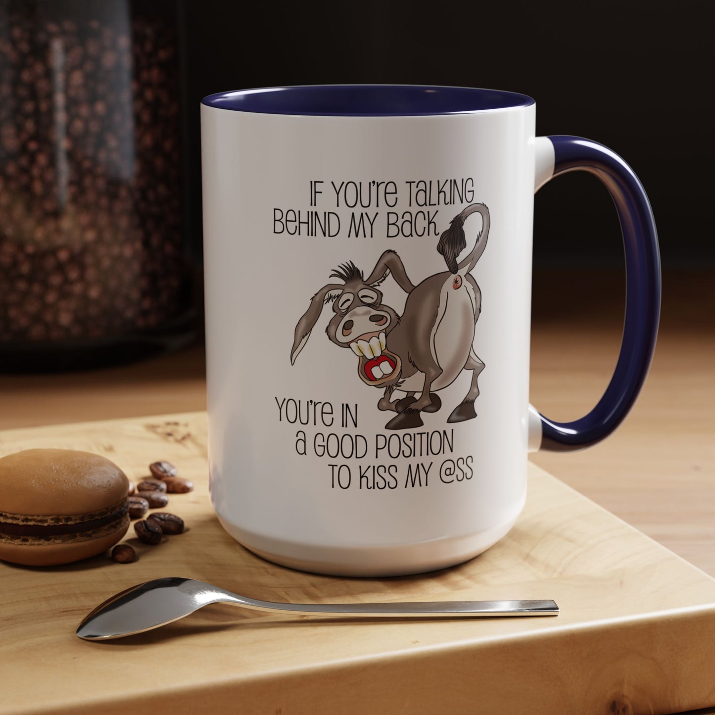 Snarky Donkey Kiss Ass Coffee Mug – Unique Ceramic Mug, 11oz & 15oz (P-6084)