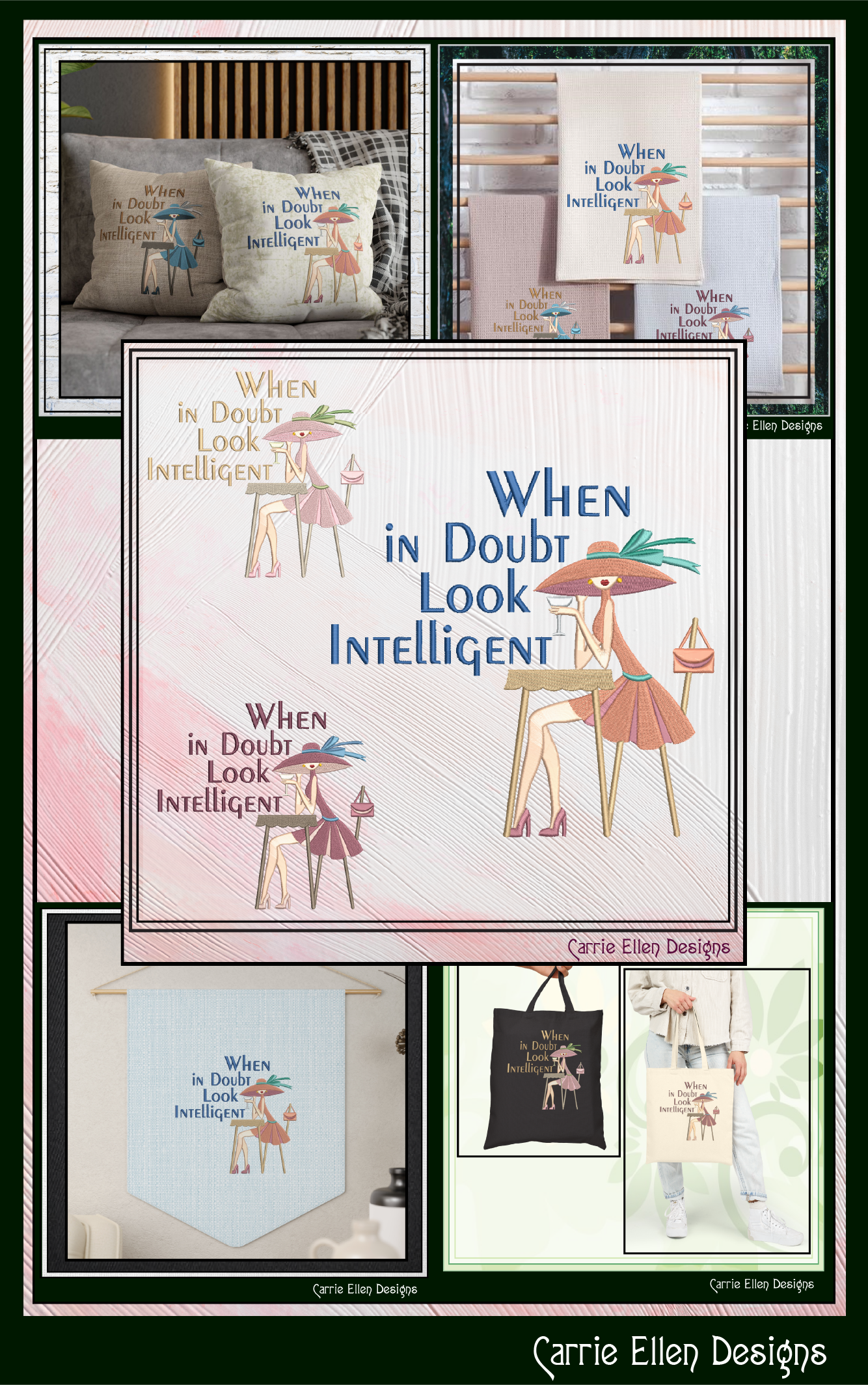 When in Doubt Look Intelligent Machine Embroidery Design | Sassy Adult Humor Stitch File, 6 Sizes (4014)
