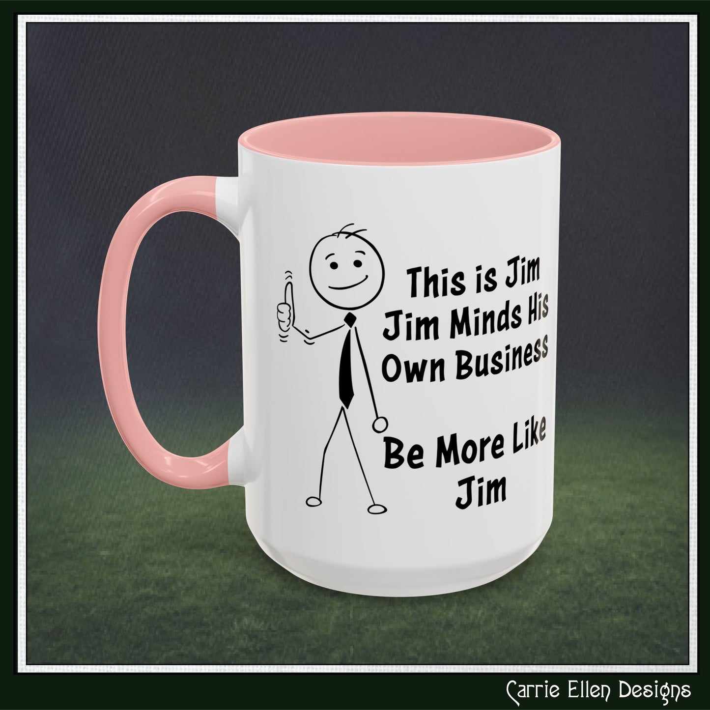 Funny Stick Figure "This is Jim" Accent Color Ceramic Mug | Snarky Humor Coffee Mug, Perfect for Home or Office Decor (P-6050)