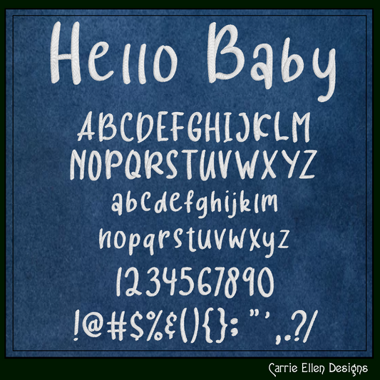 Hello Baby Playful Handwriting BX Font & Lettering Stitch Files | Native Embrilliance Machine Embroidery Font (4070)