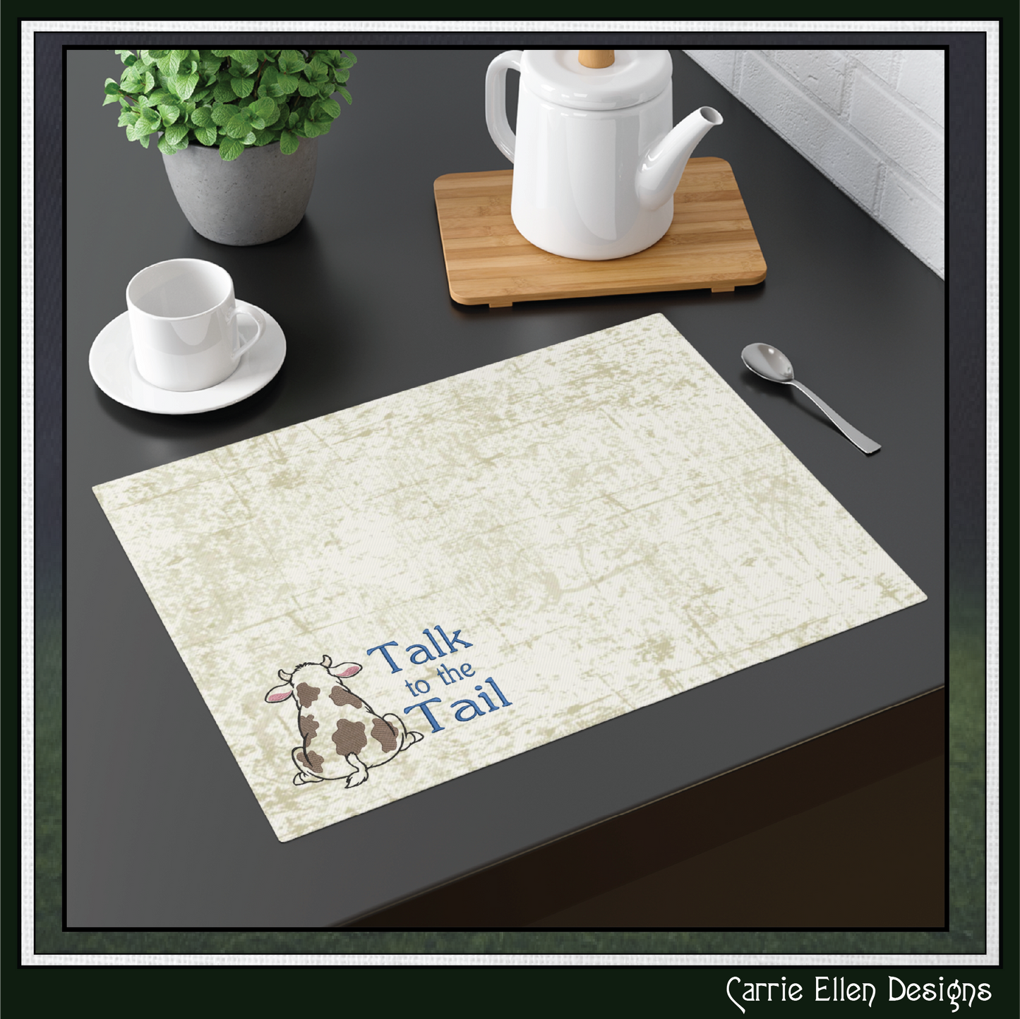Talk to the Tail Cow Machine Embroidery Design | Funny Farm Animal Stitch File, 6 Sizes (4084)