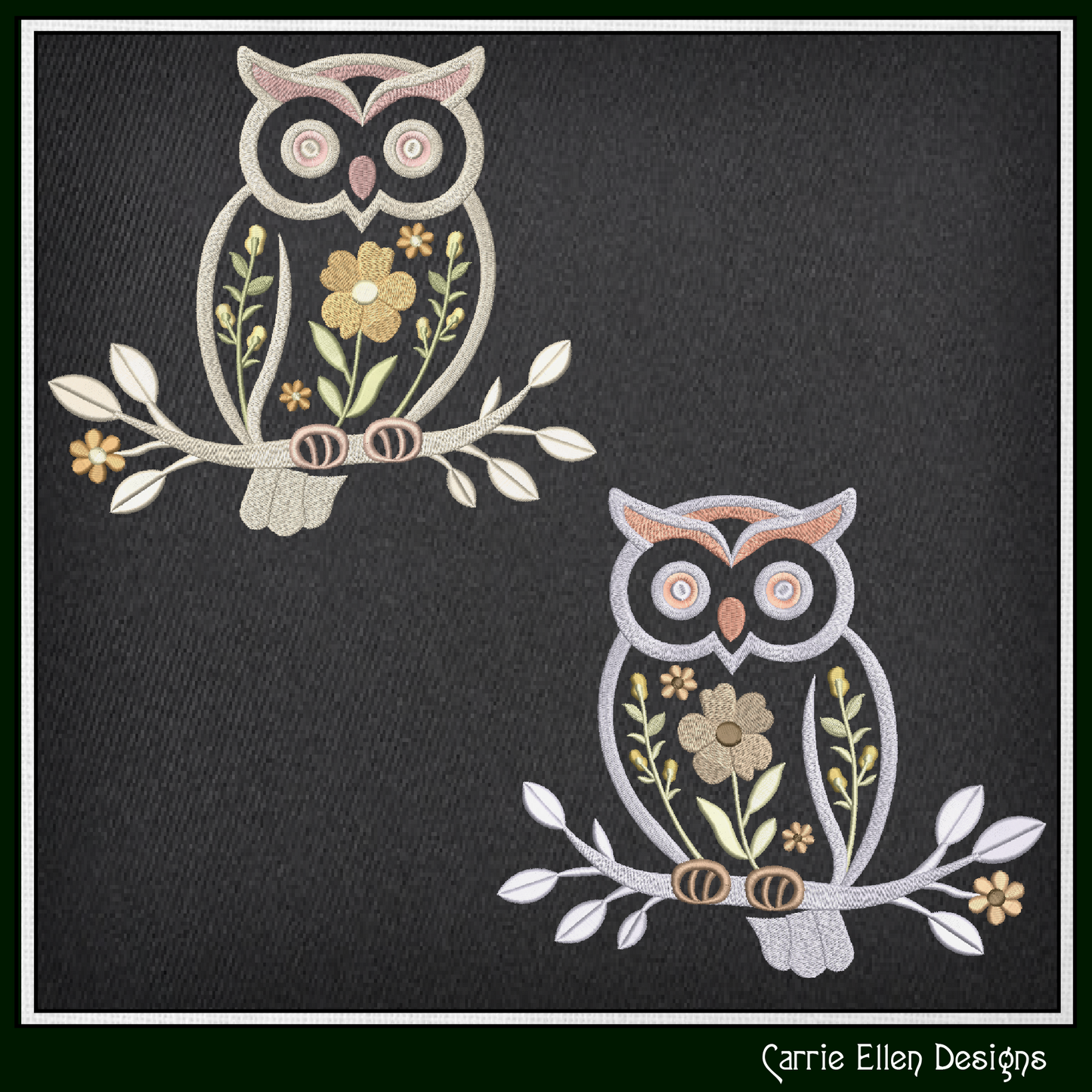 Floral Owl Machine Embroidery Design | Woodland Owl with Flowers Stitch File, 6 Sizes (4100)