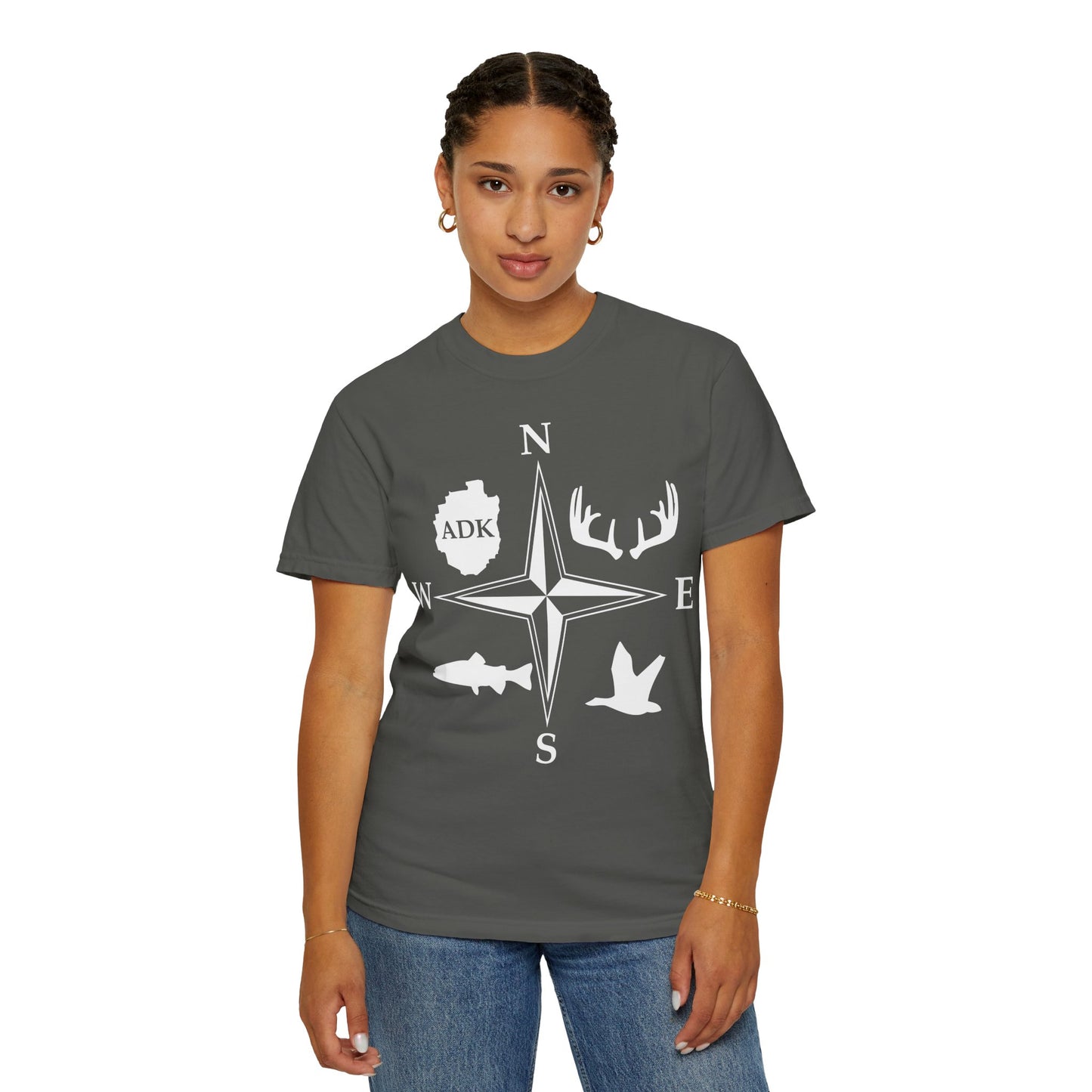 Adirondack Adventurers Compass Comfort Colors Short Sleeve Unisex T-Shirt - ADK Hunters Compass (P6027)