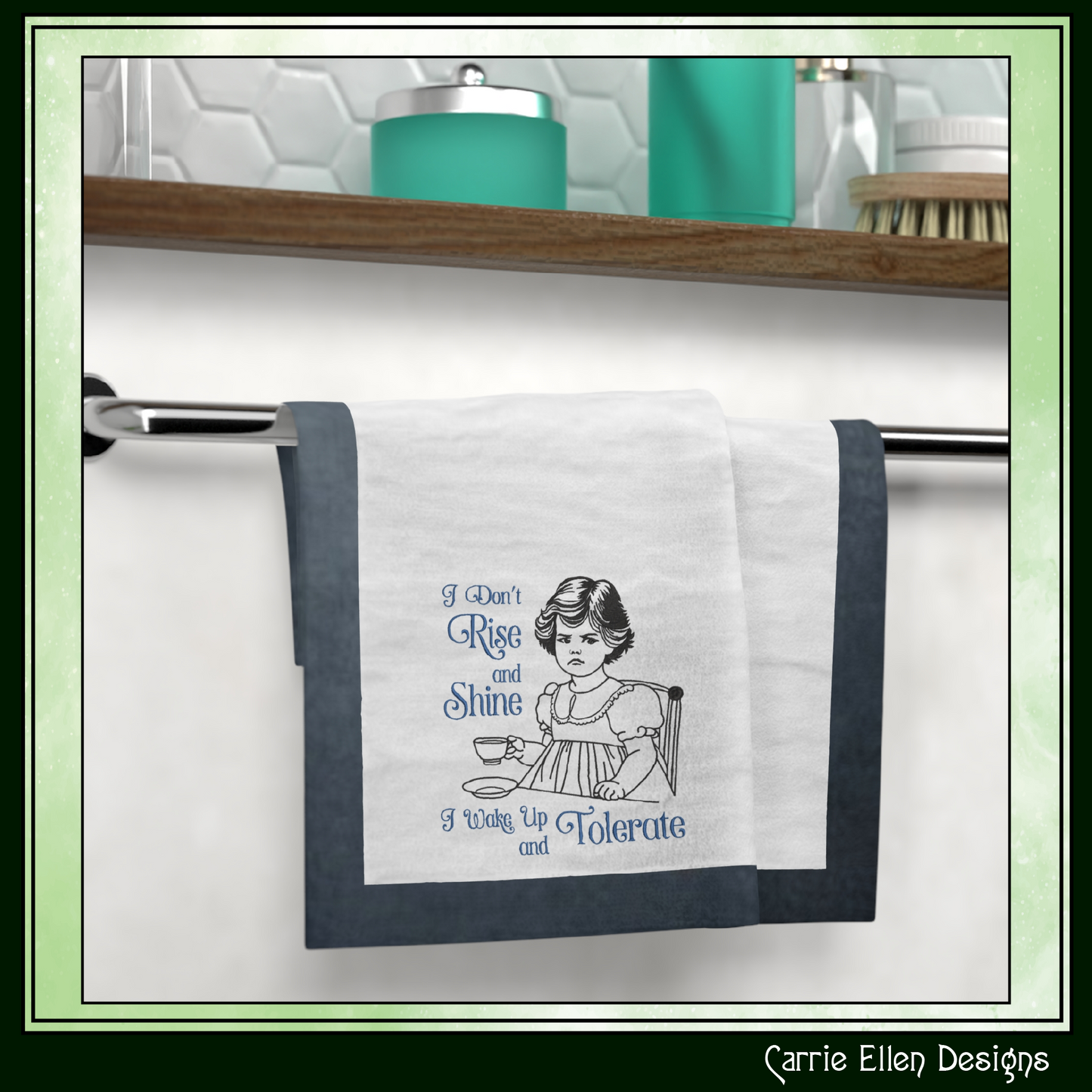 I Don't Rise and Shine Machine Embroidery Design | Funny Morning Quote Design File | Sarcastic Vintage Humor, 6 Sizes (4173)