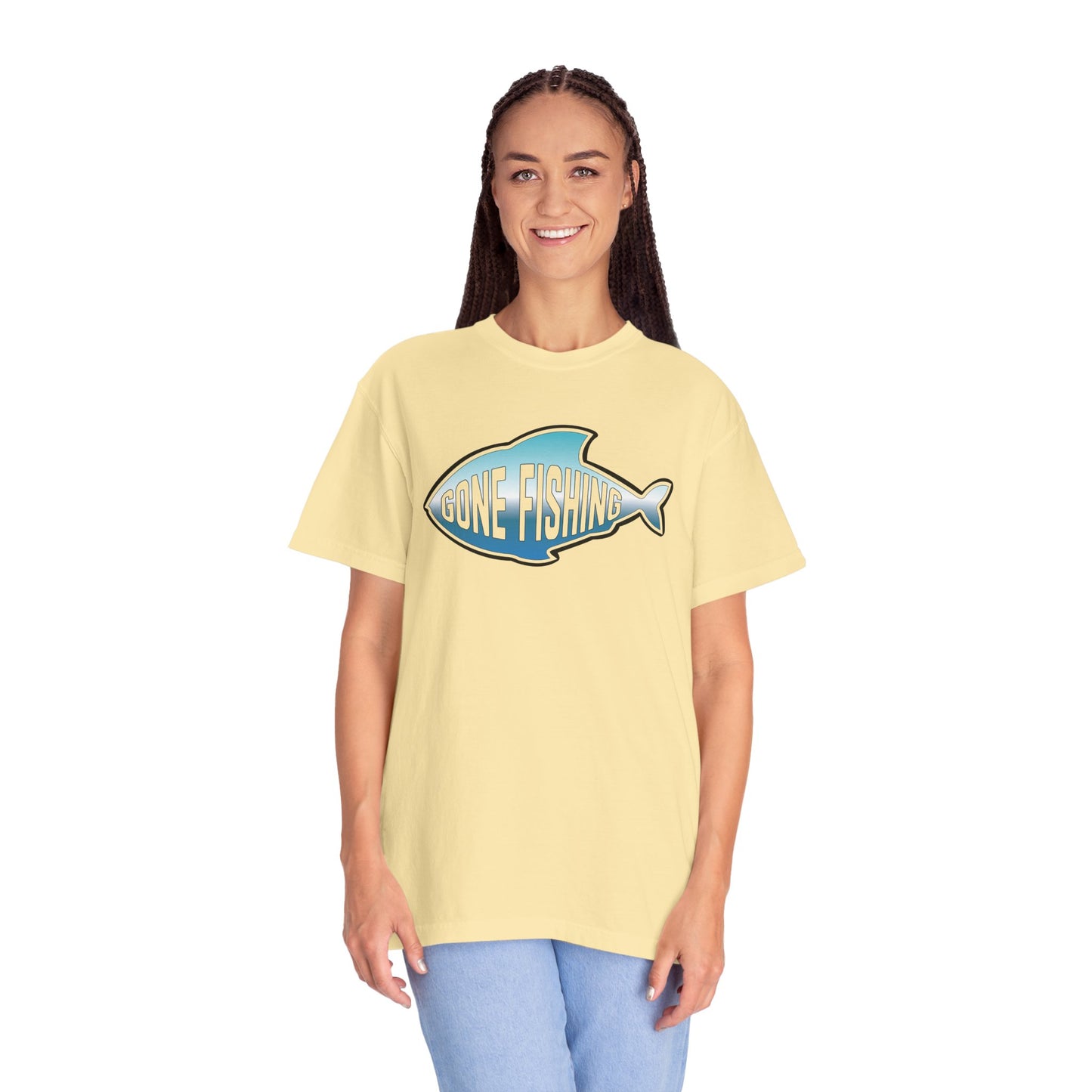Gone Fishing Comfort Colors T-Shirt | Garment-Dyed Short Sleeve T-Shirt, Perfect for Fishing Enthusiasts (P-6065)