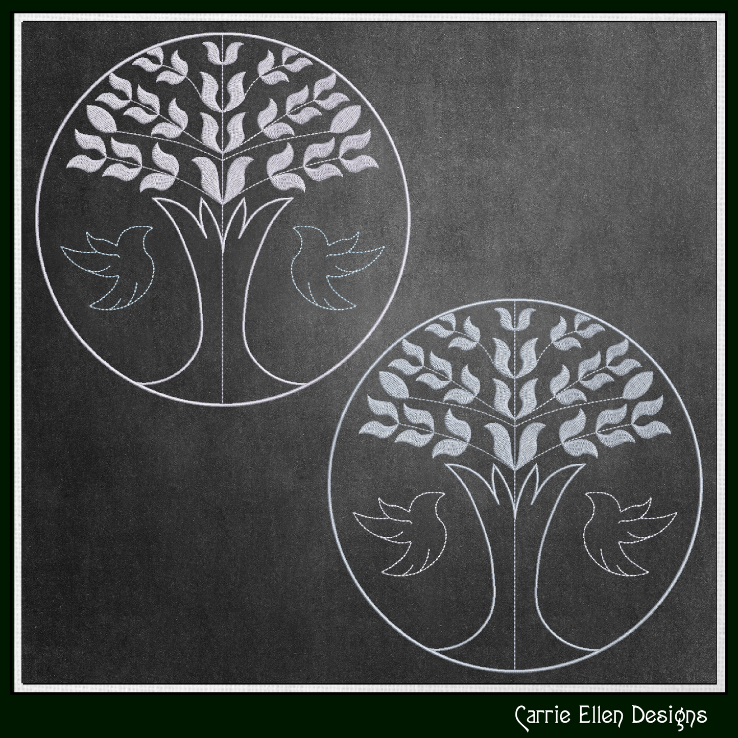 Tree of Life Doves Machine Embroidery Design | Floral Branch Bird Embroidery File | Nature Line Art Stitch Pattern, 6 Sizes (4209)