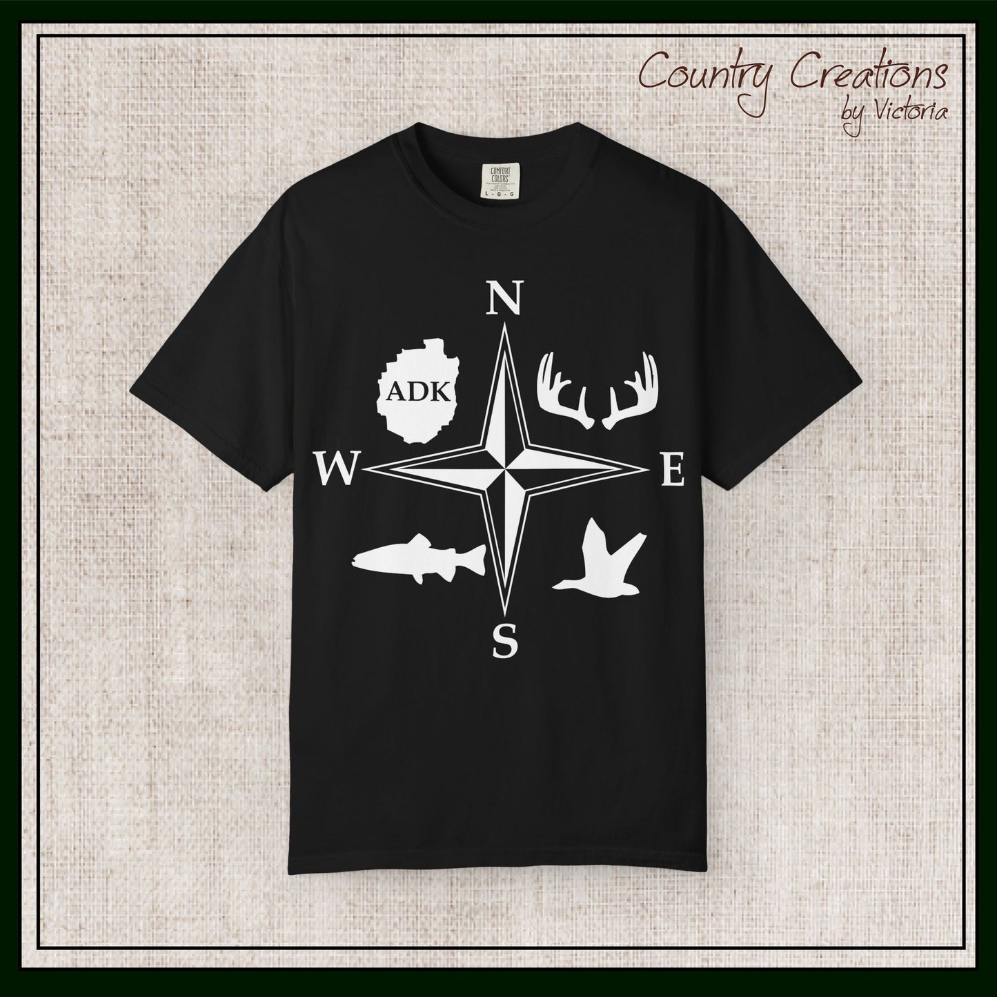Adirondack Adventurers Compass Comfort Colors Short Sleeve Unisex T-Shirt - ADK Hunters Compass (P6027)