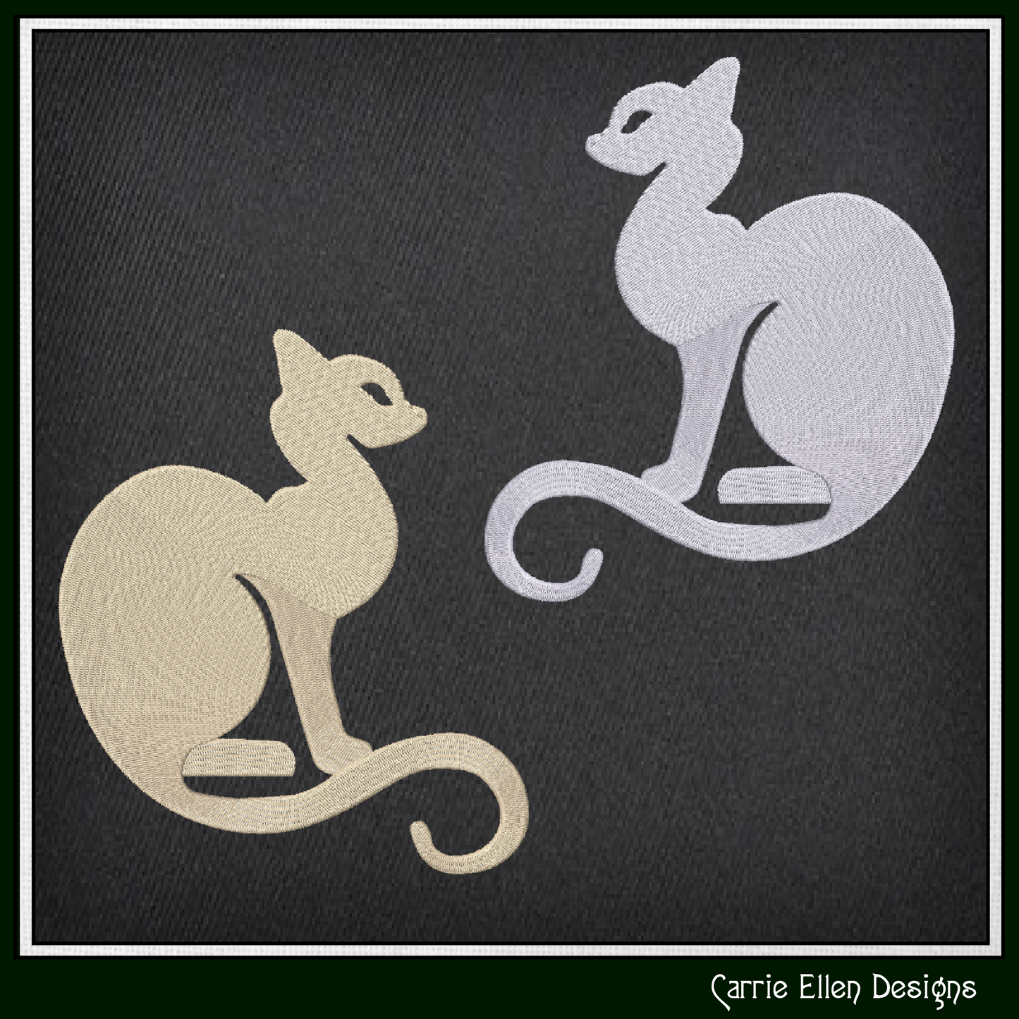 Cat Silhouette Machine Embroidery Design | Elegant Black Cat Embroidery File | Minimalist Feline Stitch Pattern, 6 Sizes (4219)
