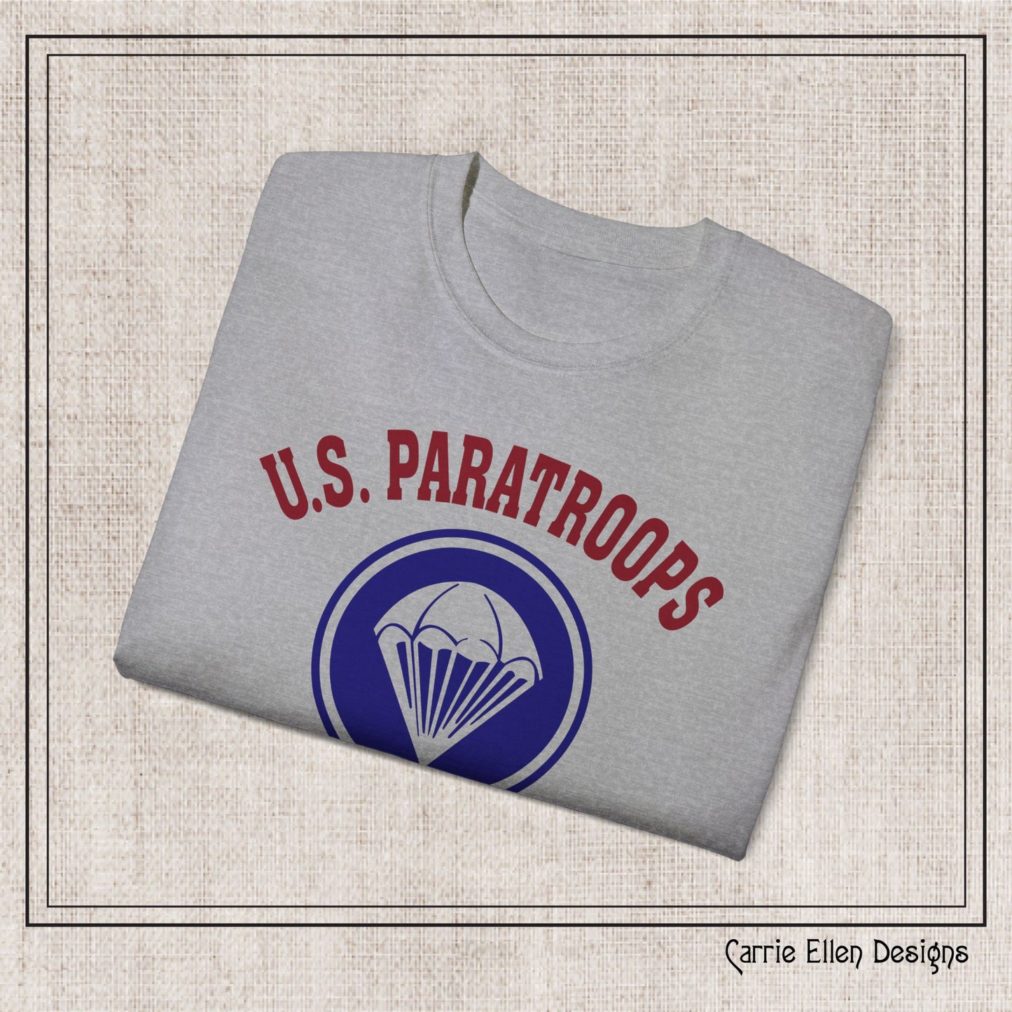 US Paratroops Camp Mackall North Carolina Short Sleeve Tee – Vintage WWII U.S. Army Reproduction T-Shirt, Military Pride Tee, Veteran Gift (P-6055)