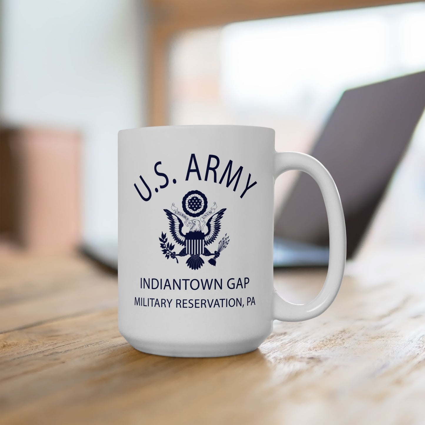US Army Indiantown Gap Military Reservation PA Eagle Emblem Ceramic Mug – Vintage WWII U.S. Army Reproduction – 11oz & 15oz (P-6042)