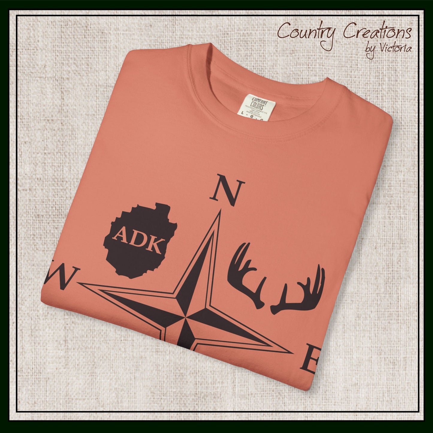 Adirondack Adventurers Compass Comfort Colors Short Sleeve Unisex T-Shirt - ADK Hunters Compass (P6027)