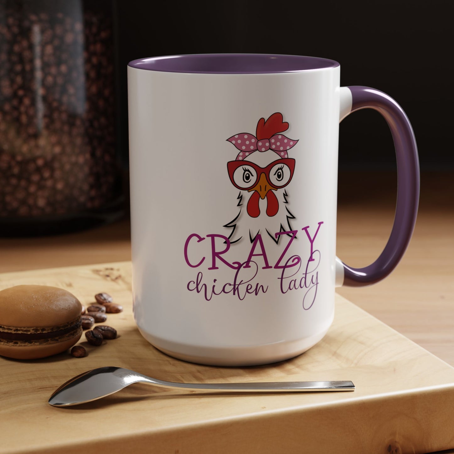 Crazy Chicken Lady Accent Coffee Mug | Funny Gift for Chicken Lovers, Farmhouse Décor | 11oz & 15oz (P-6077)