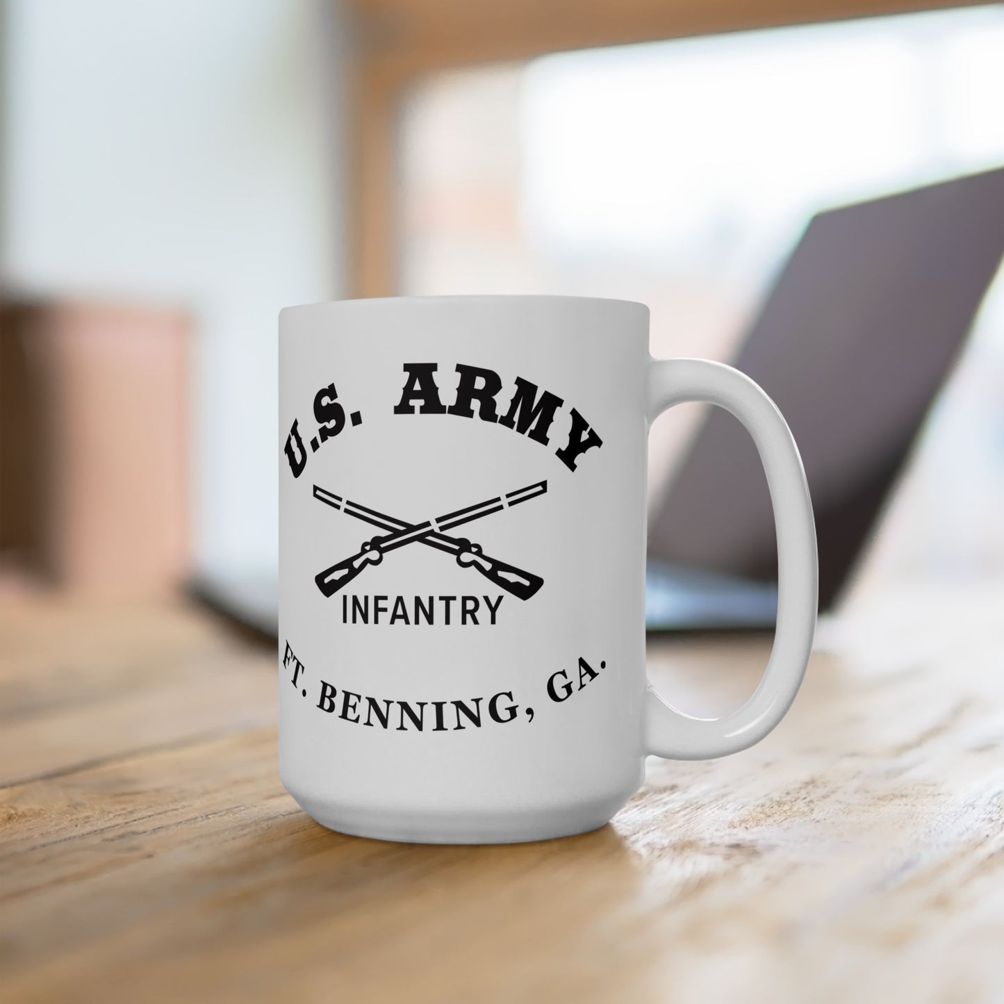 US Army Fort Benning Infantry Ceramic Mug – Vintage WWII U.S. Army Reproduction – 11oz & 15oz (P-6044)