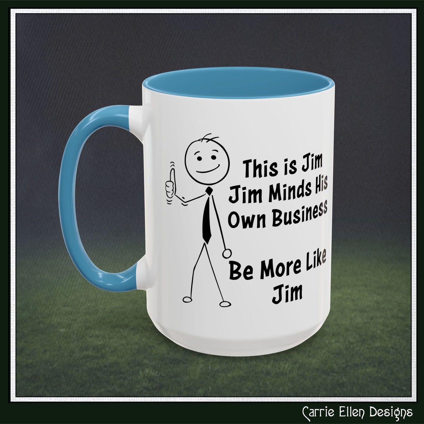 Funny Stick Figure "This is Jim" Accent Color Ceramic Mug | Snarky Humor Coffee Mug, Perfect for Home or Office Decor (P-6050)