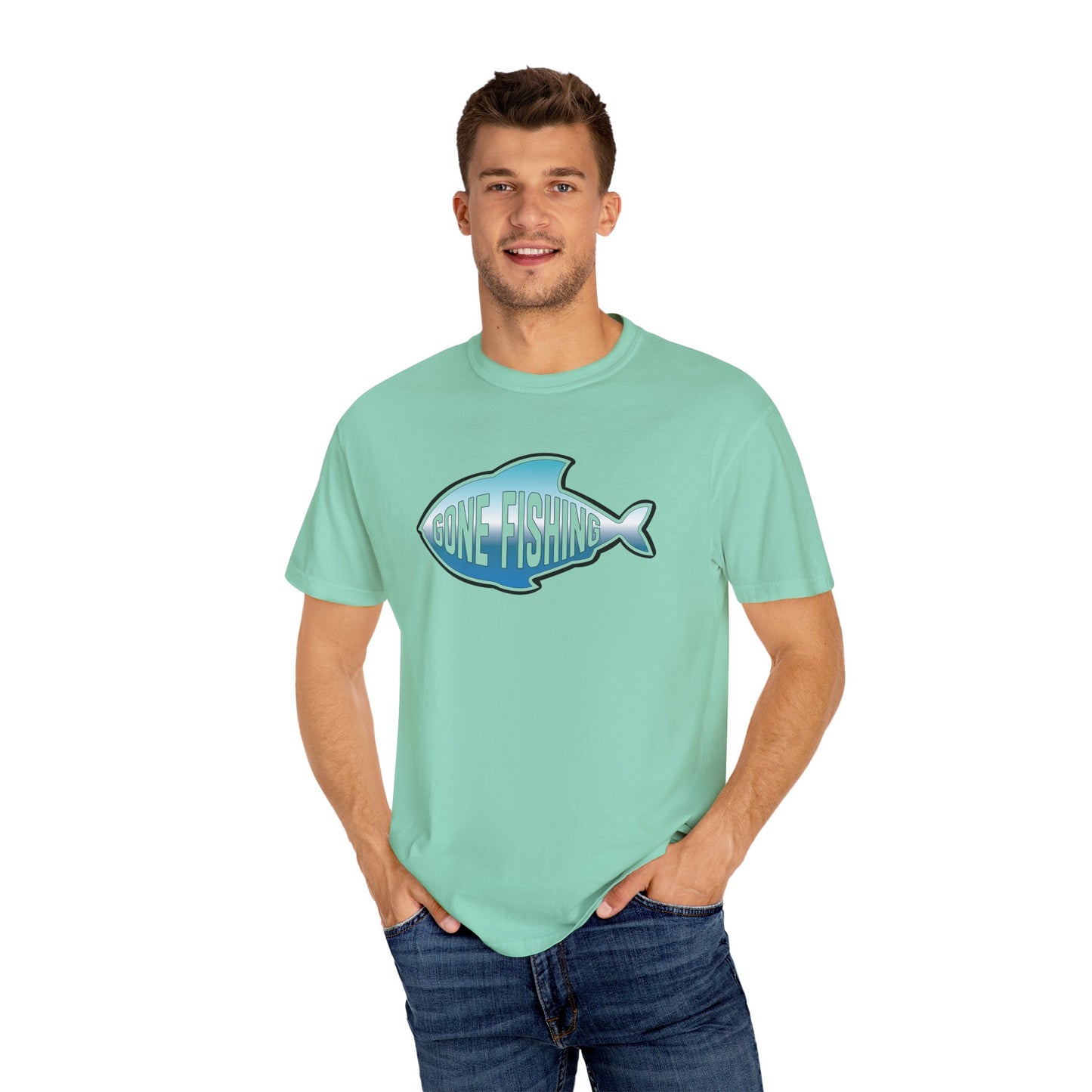 Gone Fishing Comfort Colors T-Shirt | Garment-Dyed Short Sleeve T-Shirt, Perfect for Fishing Enthusiasts (P-6065)
