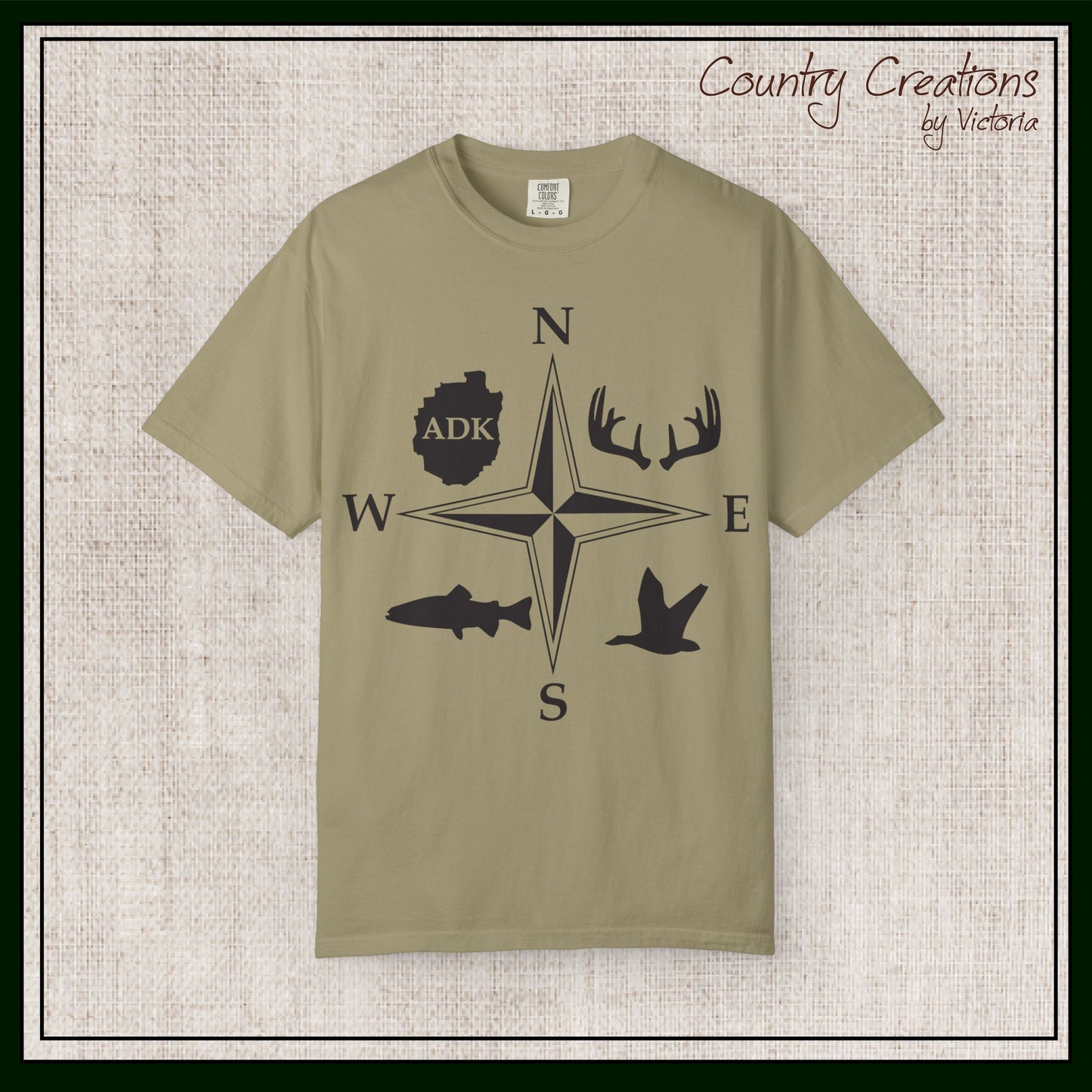 Adirondack Adventurers Compass Comfort Colors Short Sleeve Unisex T-Shirt - ADK Hunters Compass (P6027)