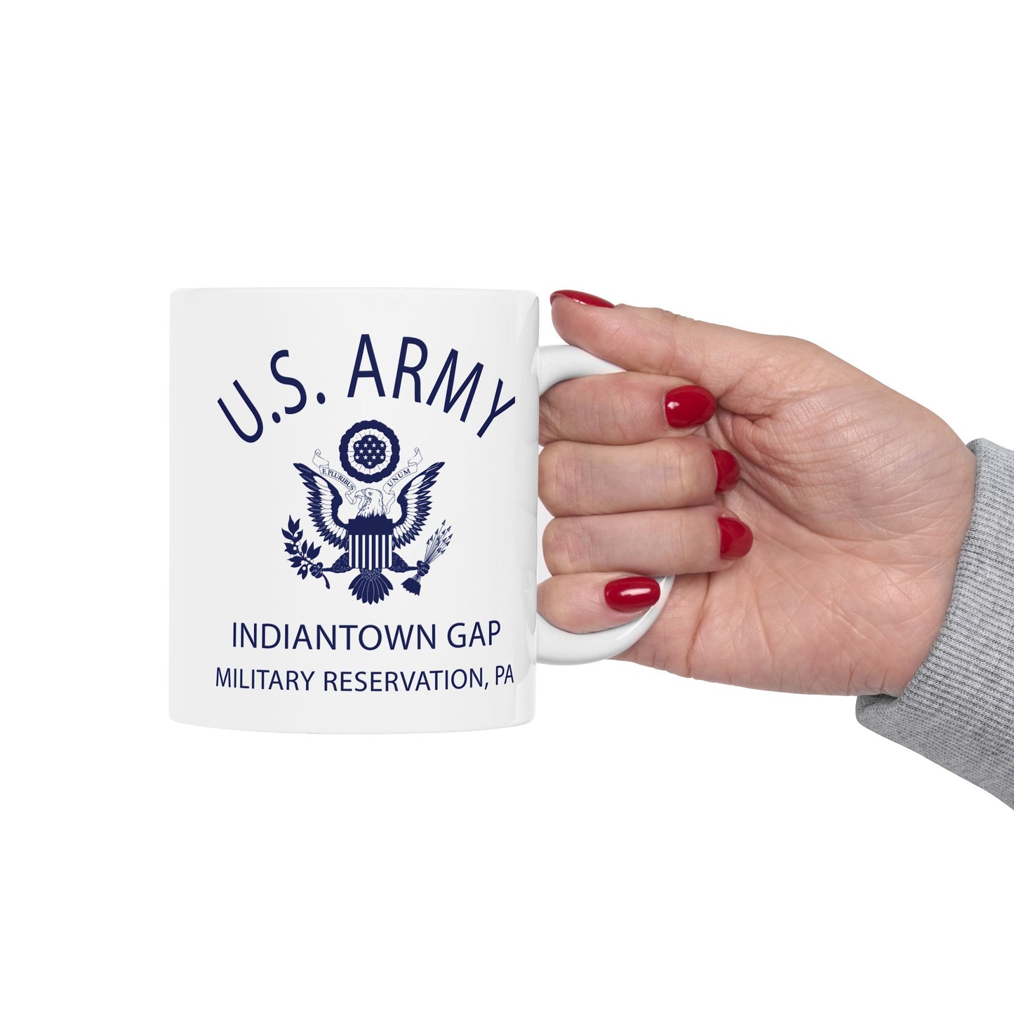 US Army Indiantown Gap Military Reservation PA Eagle Emblem Ceramic Mug – Vintage WWII U.S. Army Reproduction – 11oz & 15oz (P-6042)
