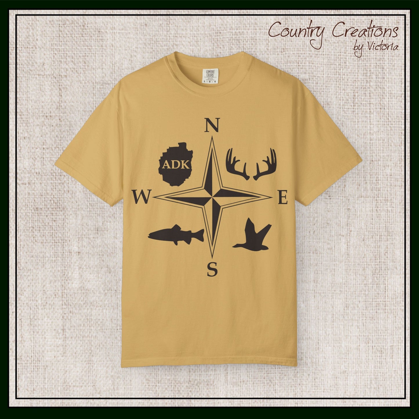 Adirondack Adventurers Compass Comfort Colors Short Sleeve Unisex T-Shirt - ADK Hunters Compass (P6027)