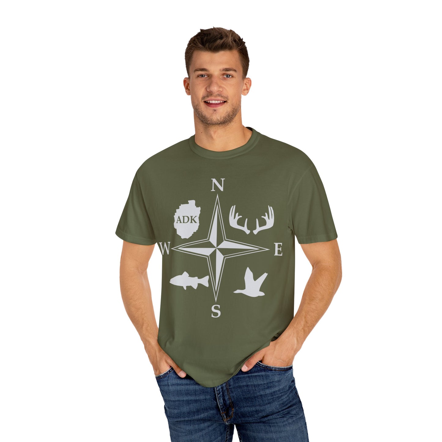 Adirondack Adventurers Compass Comfort Colors Short Sleeve Unisex T-Shirt - ADK Hunters Compass (P6027)