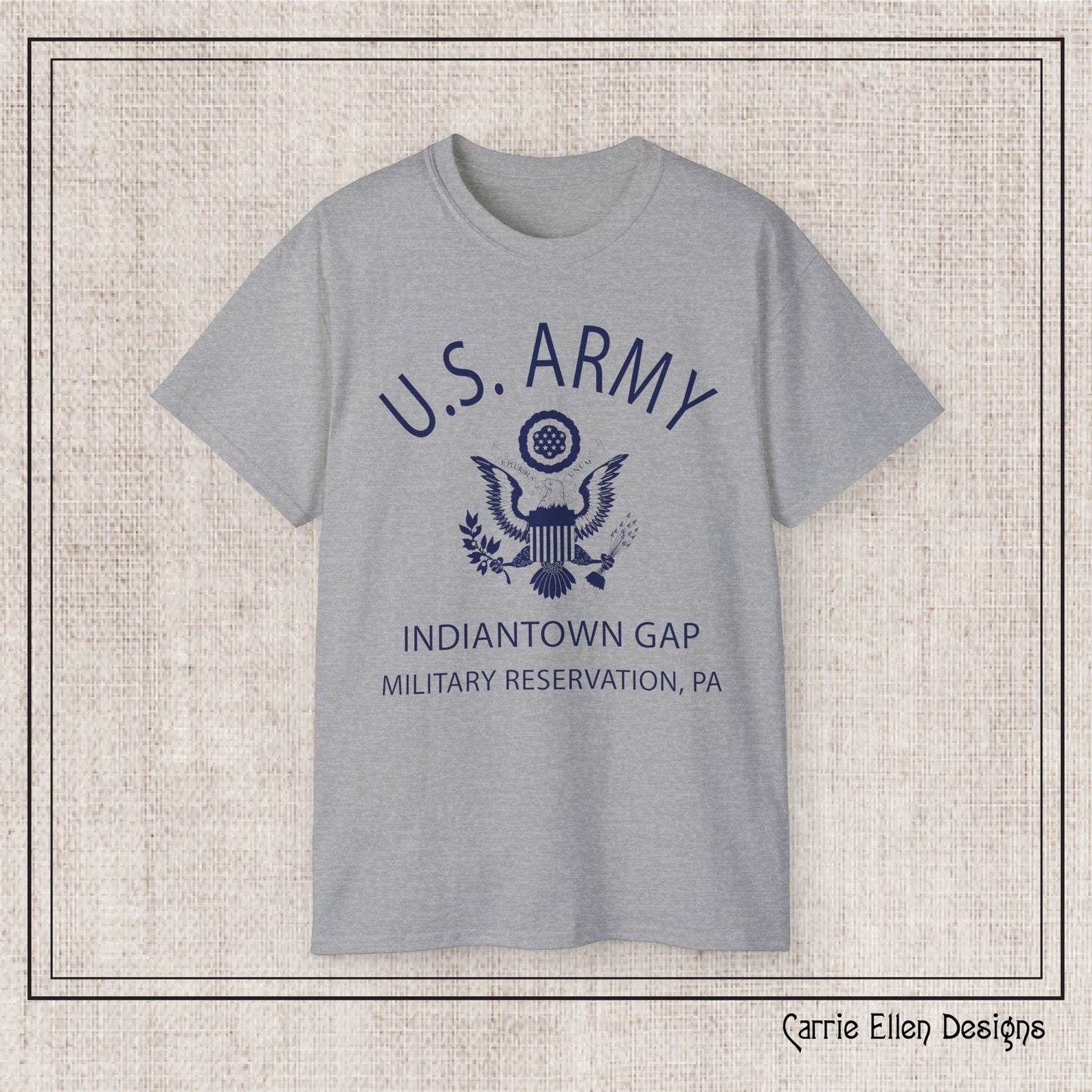 US Army Indiantown Gap Military Reservation PA Eagle Emblem T-Shirt – Vintage WWII U.S. Army Reproduction Unisex Ultra Cotton Tee (P-6041)