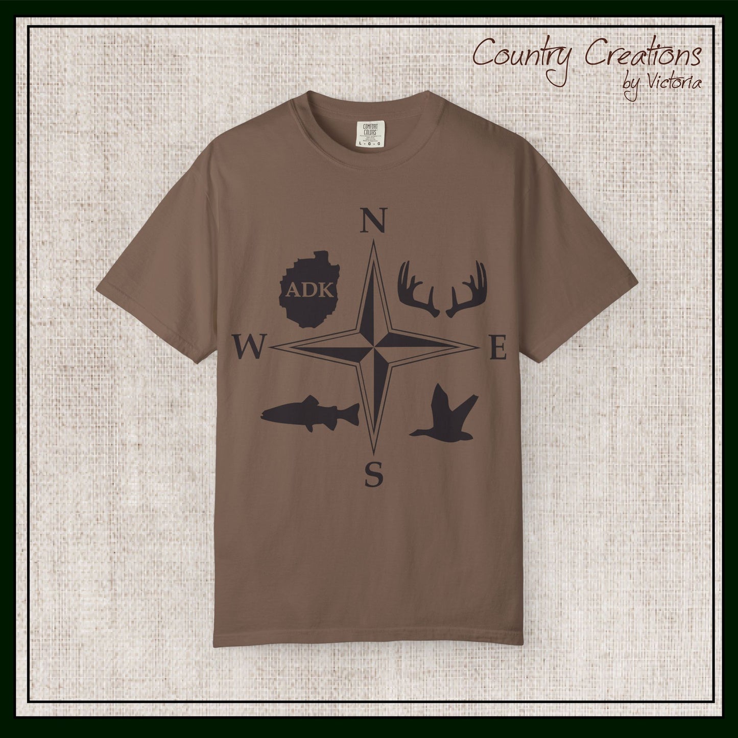 Adirondack Adventurers Compass Comfort Colors Short Sleeve Unisex T-Shirt - ADK Hunters Compass (P6027)