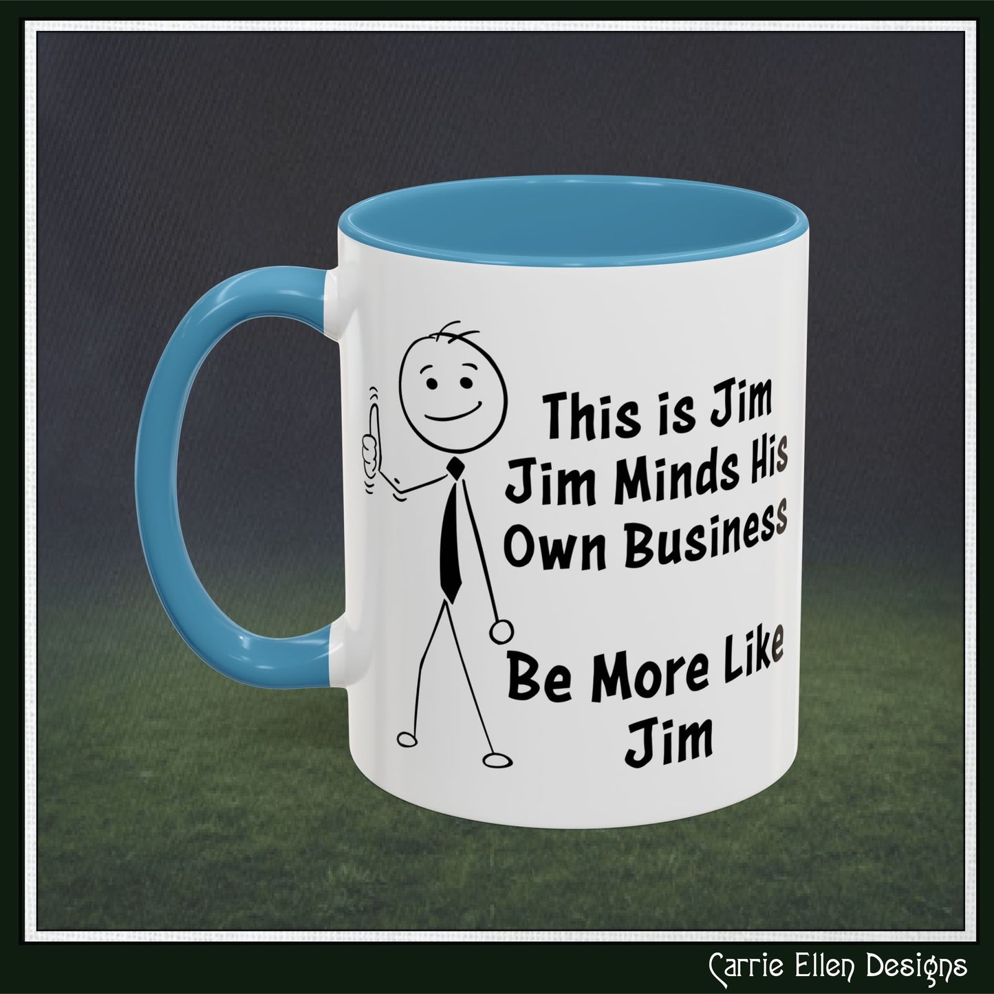 Funny Stick Figure "This is Jim" Accent Color Ceramic Mug | Snarky Humor Coffee Mug, Perfect for Home or Office Decor (P-6050)