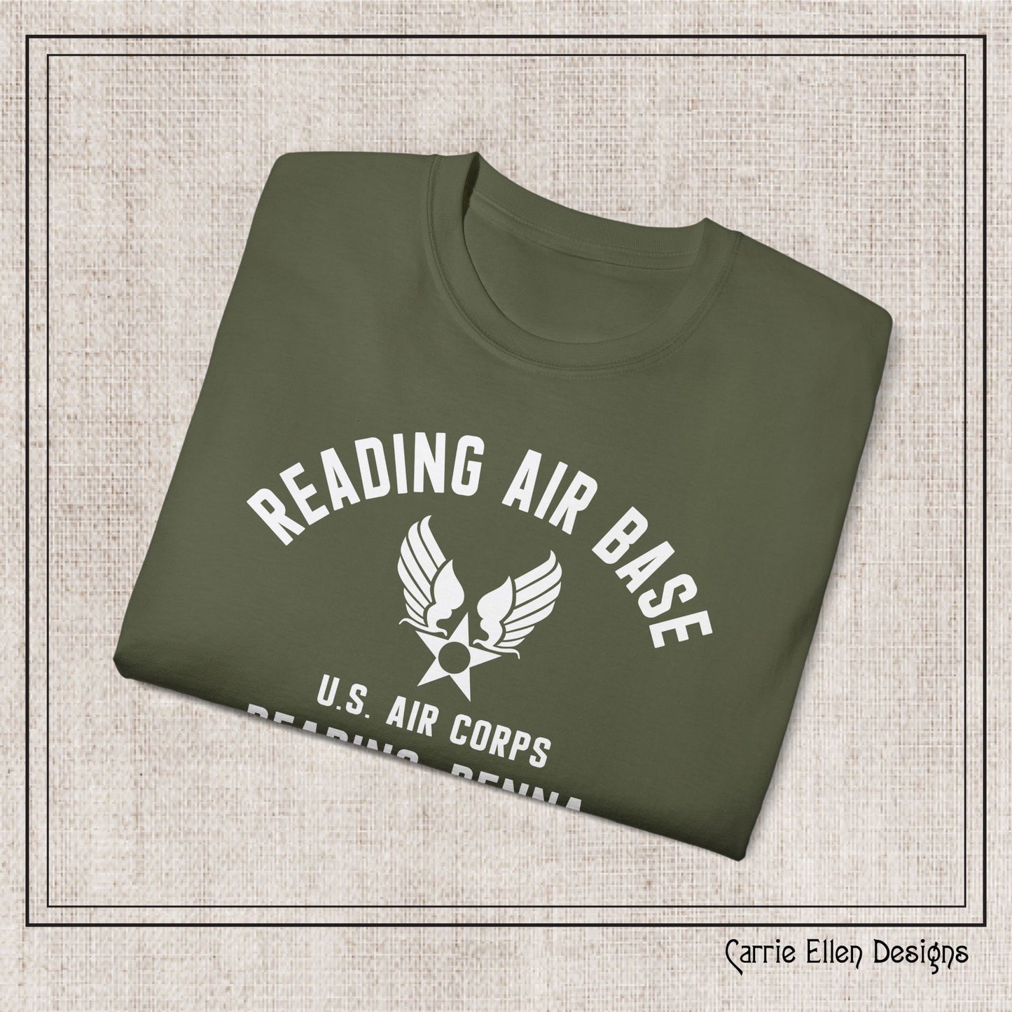 Reading Air Base Short Sleeve Cotton T-Shirt, Vintage WWII Military Design – Heavyweight 100% Cotton Tee (P-6037)