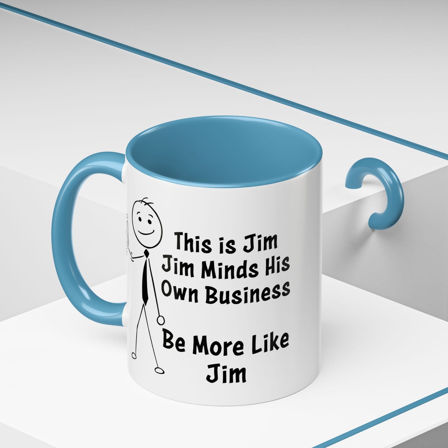 Funny Stick Figure "This is Jim" Accent Color Ceramic Mug | Snarky Humor Coffee Mug, Perfect for Home or Office Decor (P-6050)