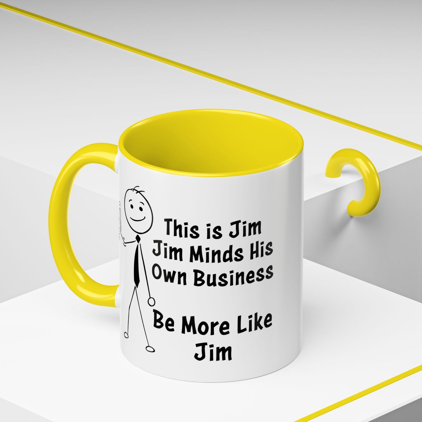 Funny Stick Figure "This is Jim" Accent Color Ceramic Mug | Snarky Humor Coffee Mug, Perfect for Home or Office Decor (P-6050)